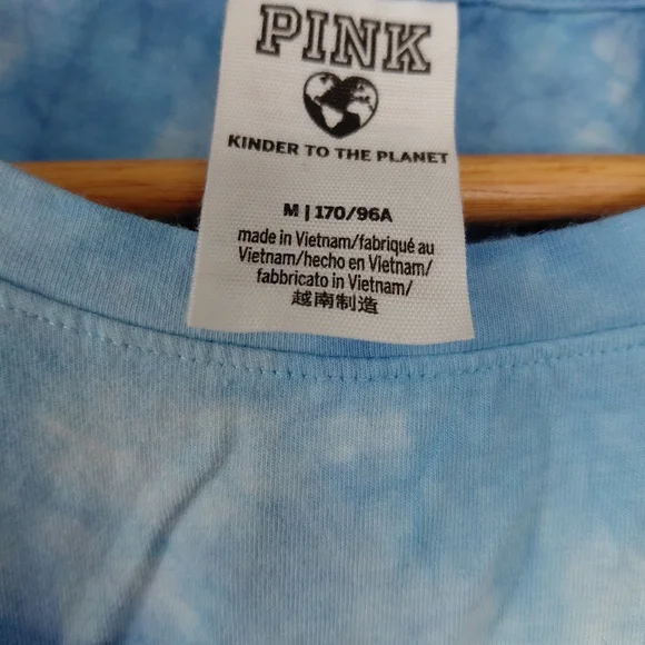 PINK Blue Tie-Dye Ruched Dress Casual Spring Summer - Picture 3 of 5